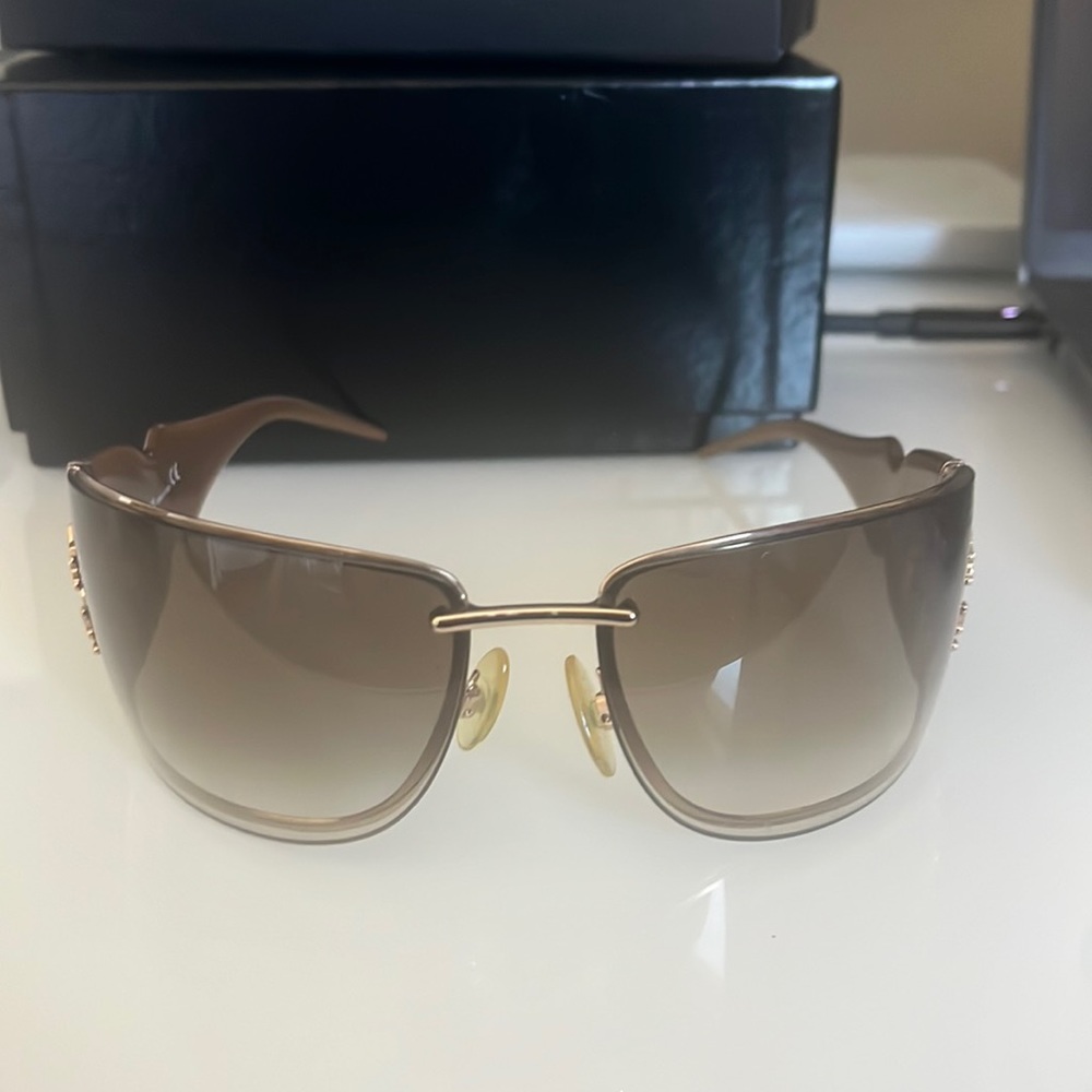 Roberto cavali tan sunglasses with rhinestone detail